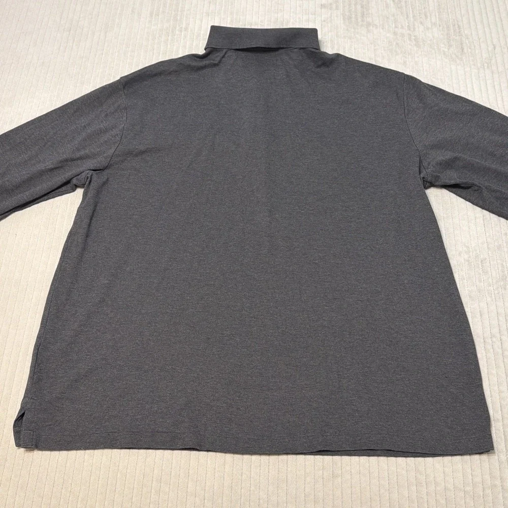 Polo Ralph Lauren Mens 2XL Henley Charcoal Long Sleeve Shirt Flesh Pony